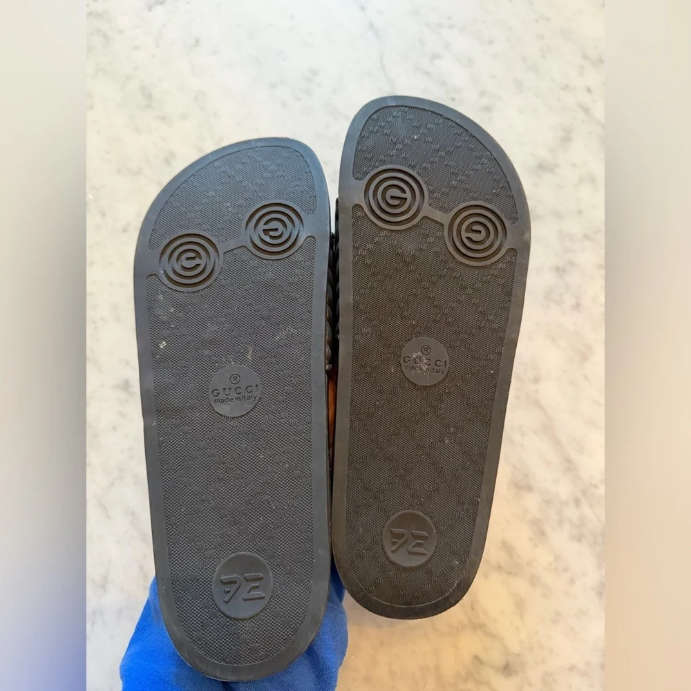 Gucci GG Matelasse Quilted Slides Sandal Rubber Black Mens 8.5/9 or Women’s 11